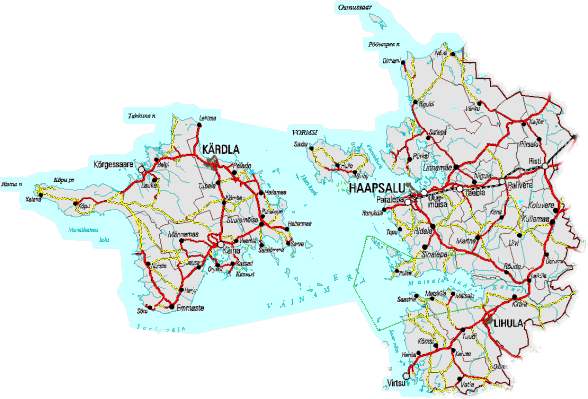 Hiiu- ja Lnemaa kaart. Suuremalt vaatamiseks tuleks kaardile klpsata